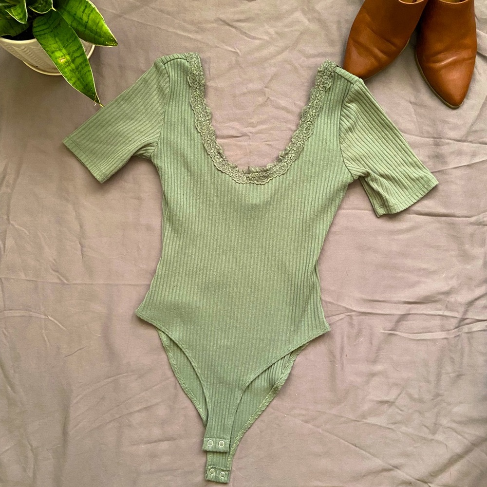 Green low-back bodysuit